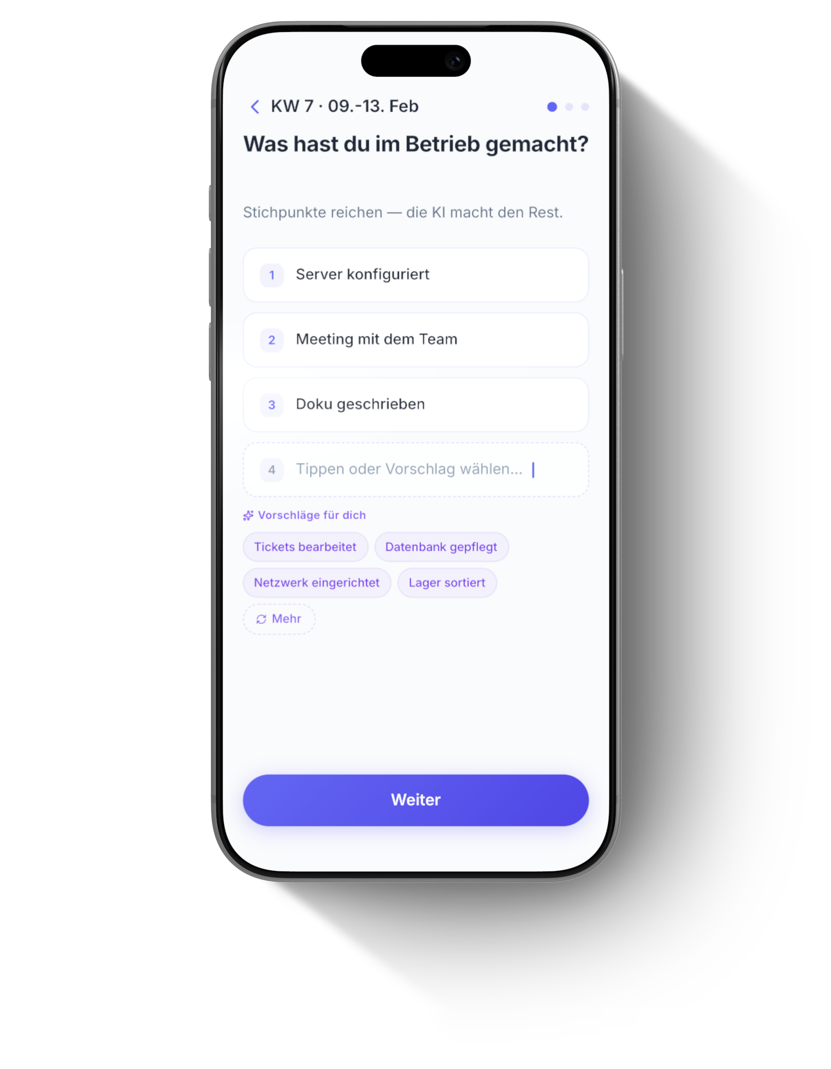 Heftig Editor — Stichworte eingeben
